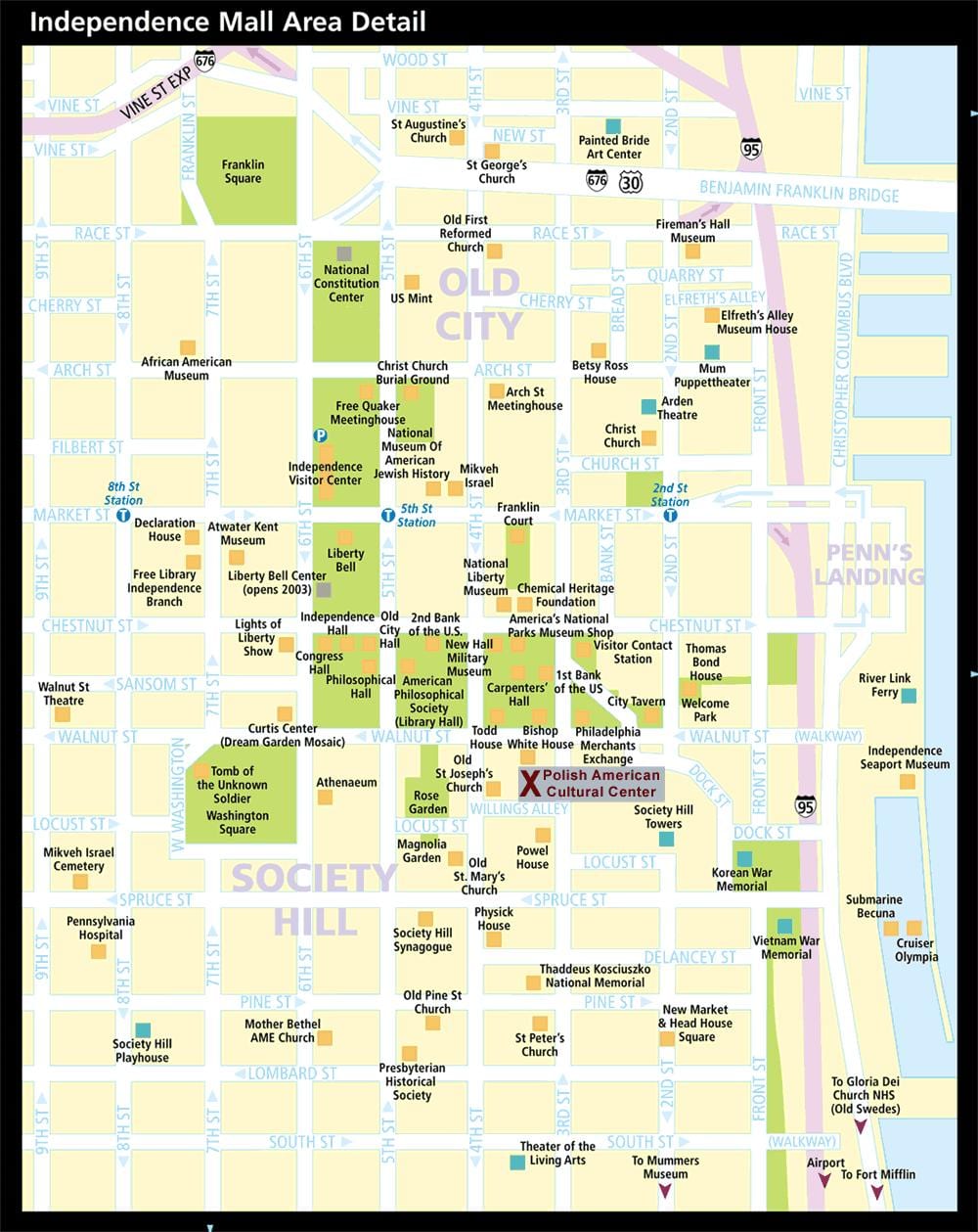 แผนที่ของแห่งประวัติศาสตร์ฟิลาเดลเฟีย