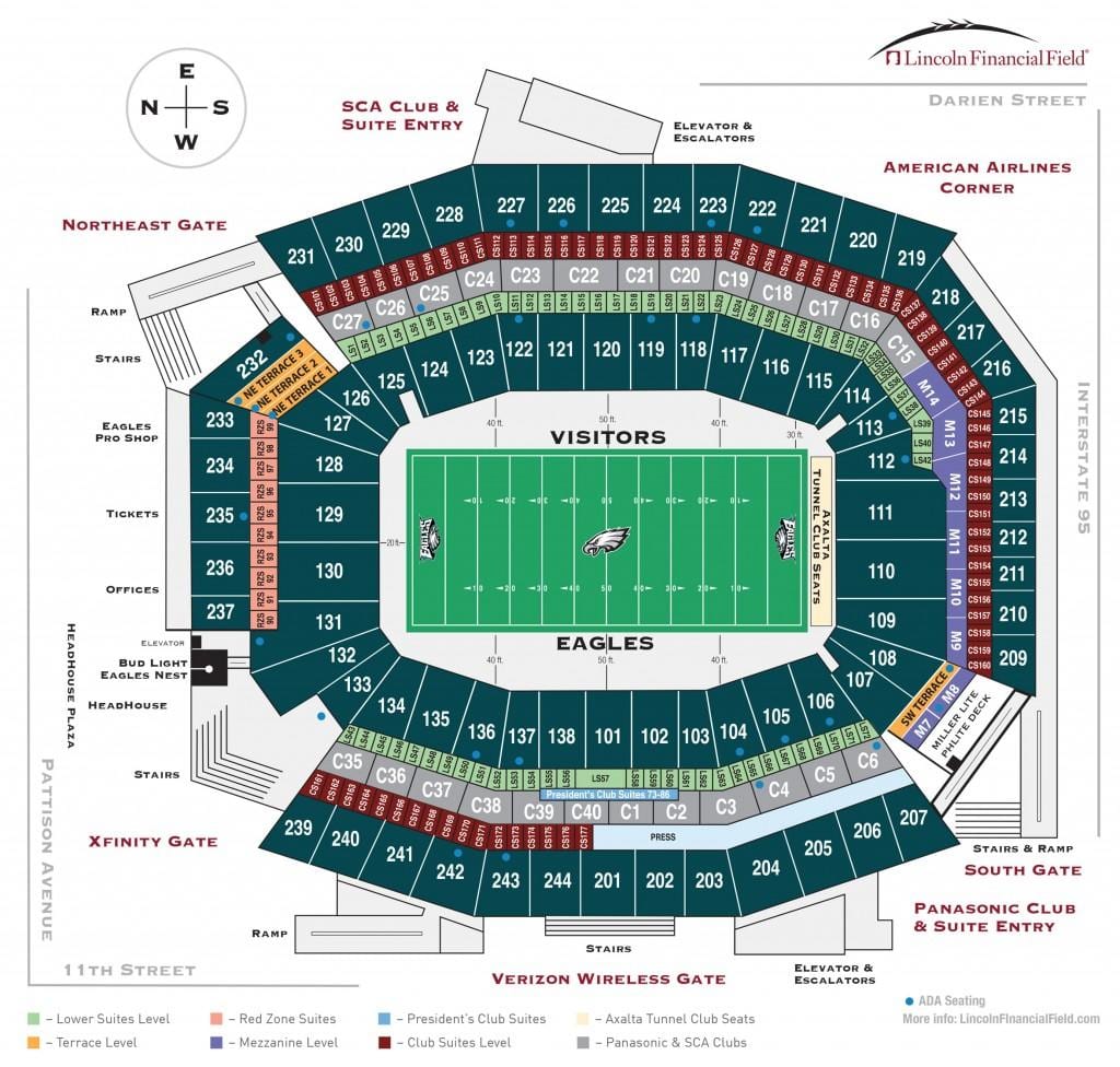 ฟิลาเดลเฟียผมพักที่โรงแร eagles นแผนที่สนามกีฬา