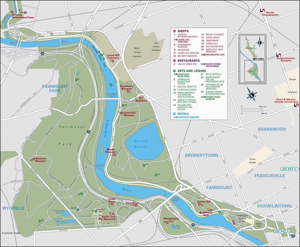 แผนที่ของ fairmount วนสาธารณะฟิลาเดลเฟีย
