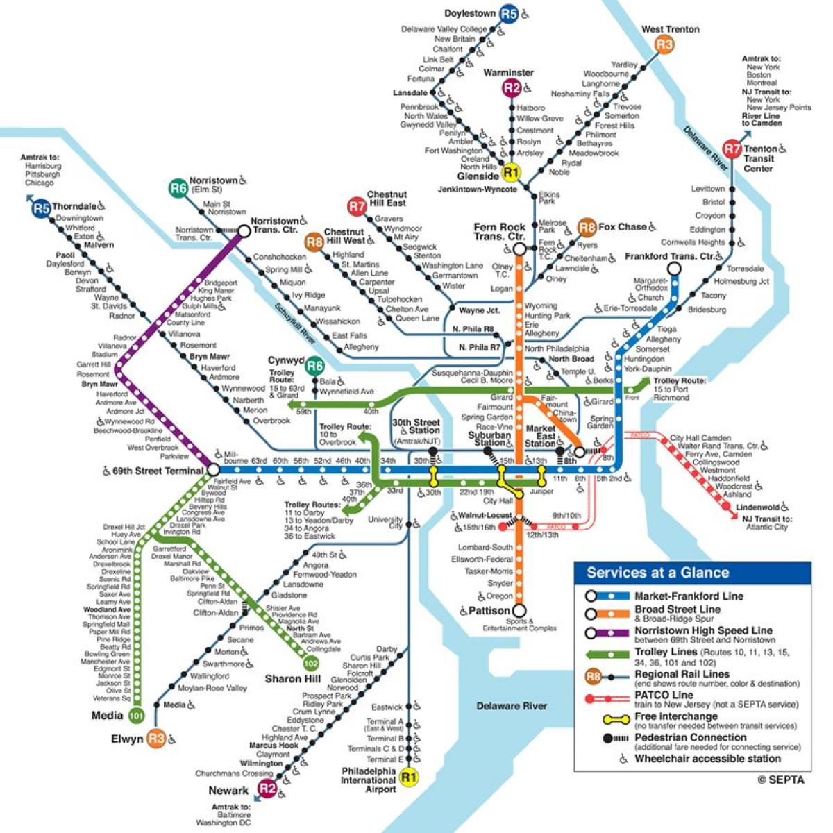 ฟิลาเดลเฟีแผนที่รถไฟใต้ดิน